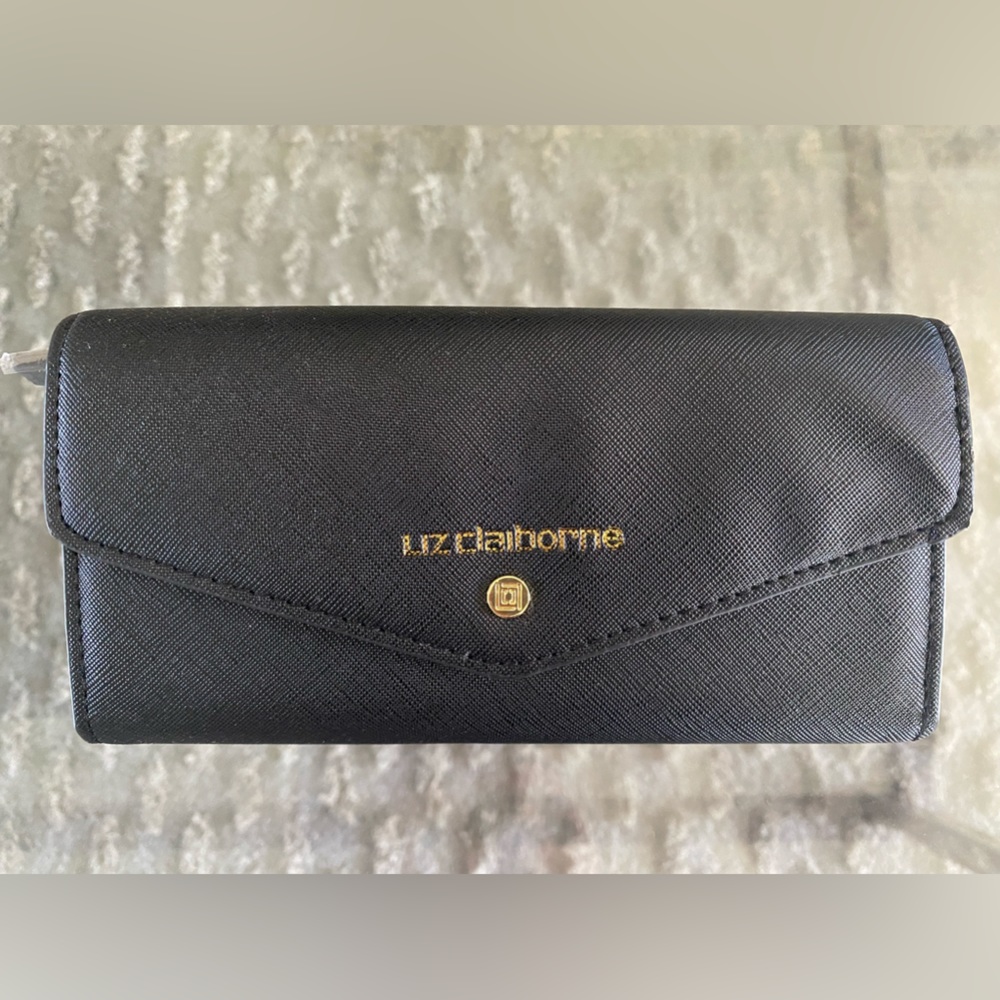 Liz Claiborne black large wallet, check book holder.  Brand new.  Never used.